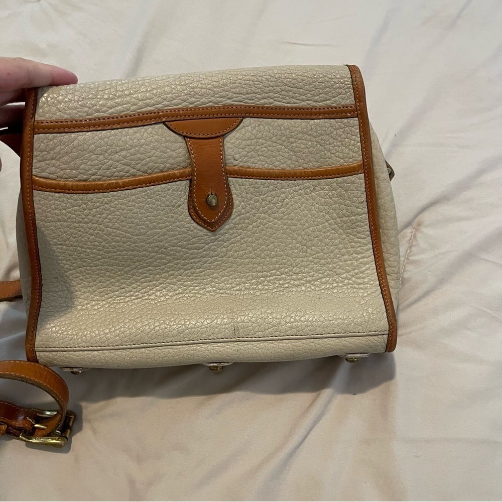 Dooney & Bourke Vintage All-Weather Leather Crossbody Bag – Taupe & Tan Trim - Picture 3 of 12